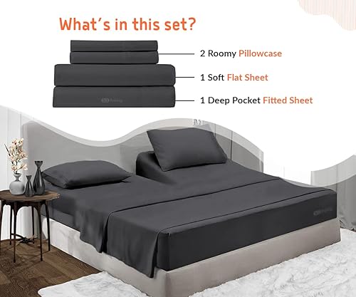 Miniatura 2 de SGI bedding Juego de sábanas Cal King de 28 pulgadas, 100 % algodón egipcio, 1000 hilos, sábana superior flexible para cama ajustable, juego de