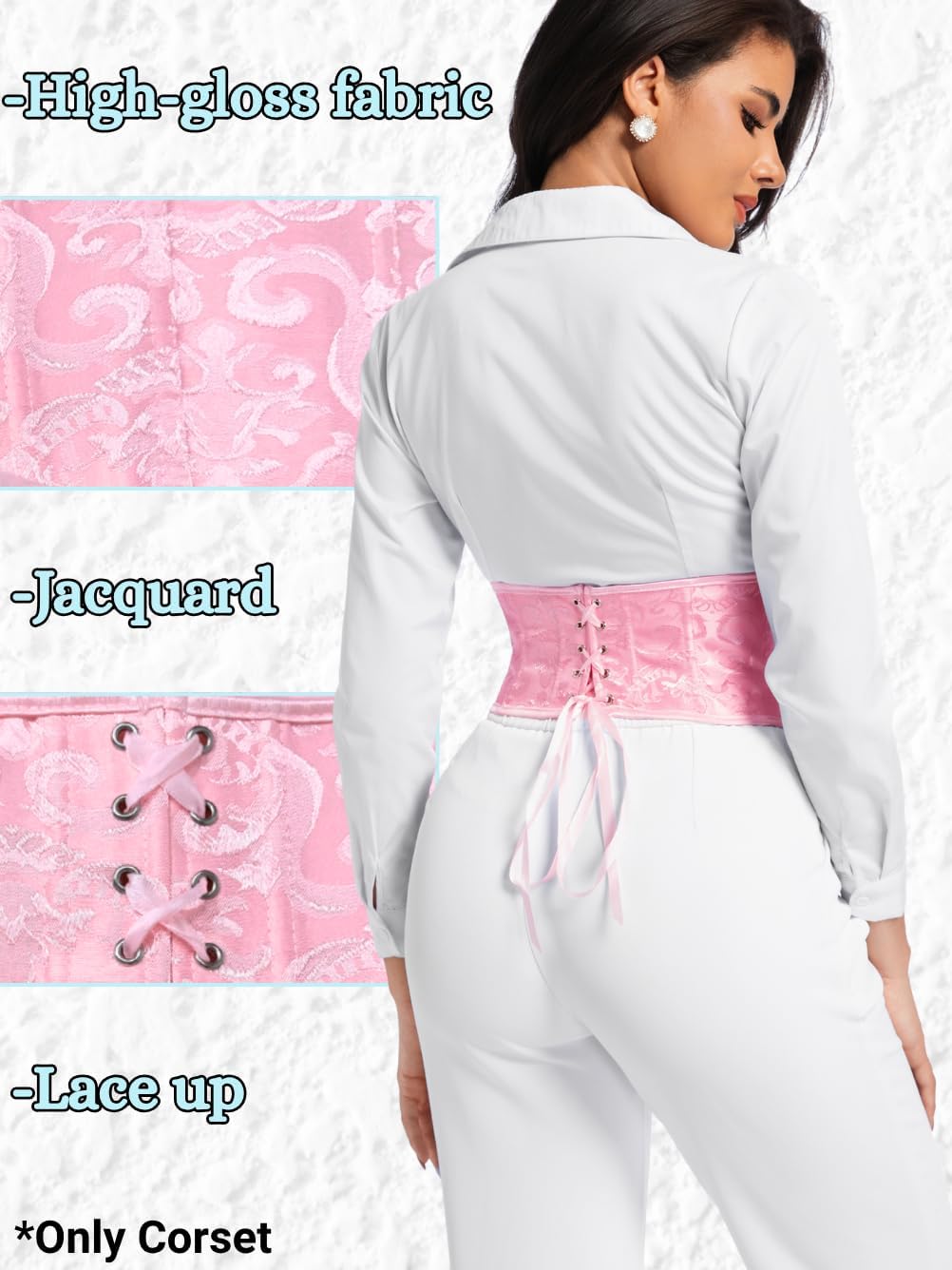 ChiaoLezhee Women's Jacquard Underbust Corset Belt (XS-5XL), Renaissance Floral Waist Cincher, Stylish Going Out Outfits