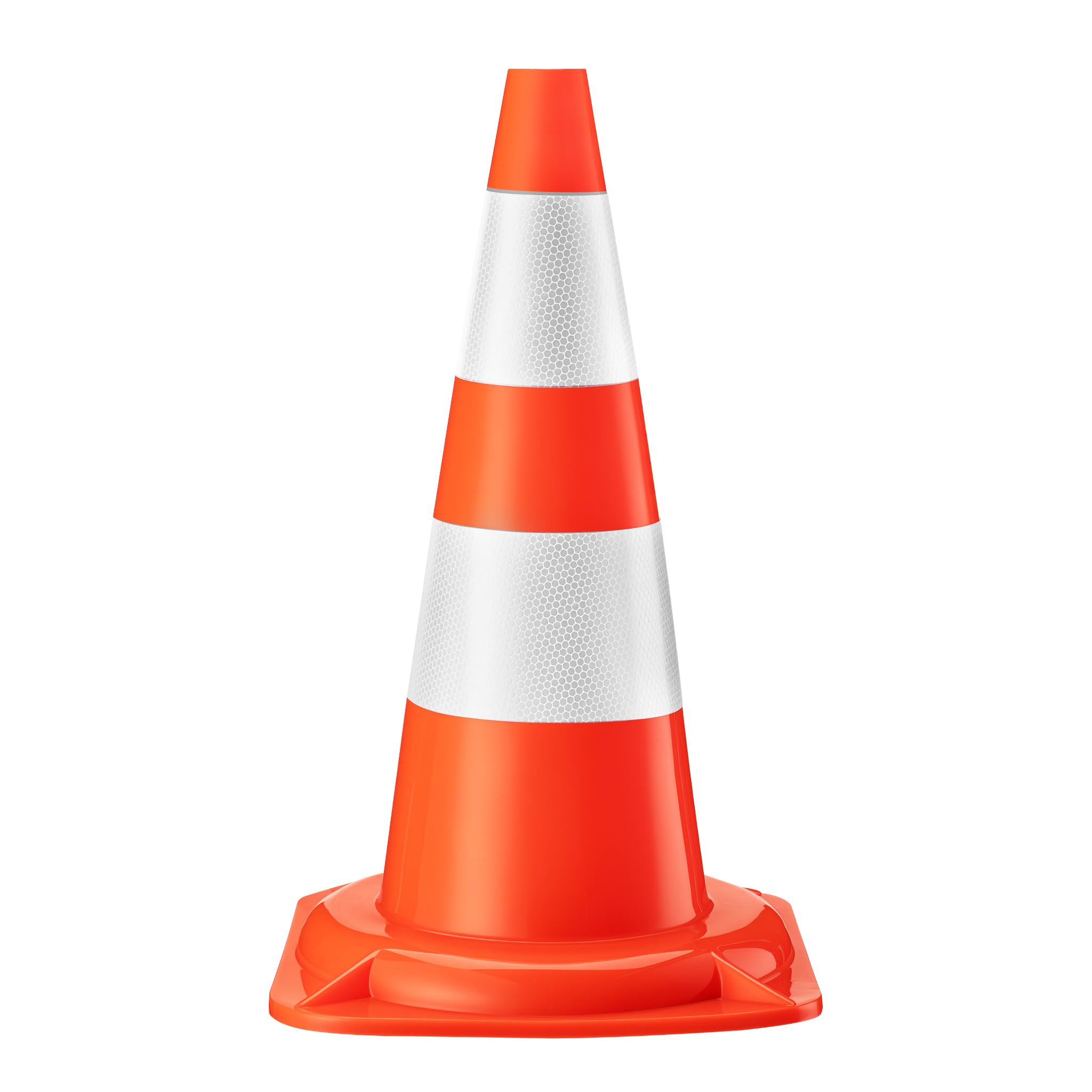 Wiltec Traffic Cone 50 cm high, Safety Cone, Reflective Pylon, Parking Barrier Made from Robust PVC for Construction Sites