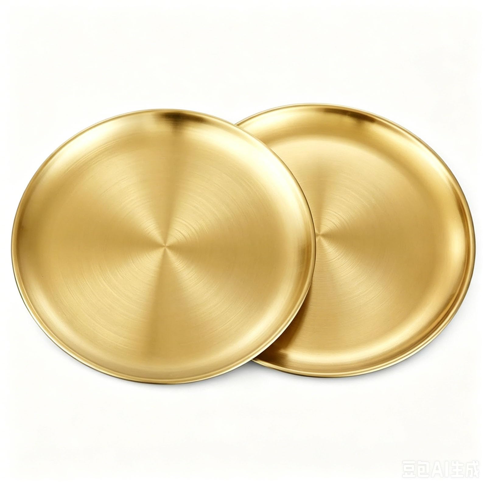 AHMistool 2Pcs Stainless Steel Dinner Plates, 23cm Round Lightweight Dishes Plates Set for BBQ Picnics Party Camping Dishwasher Safe and Healthy