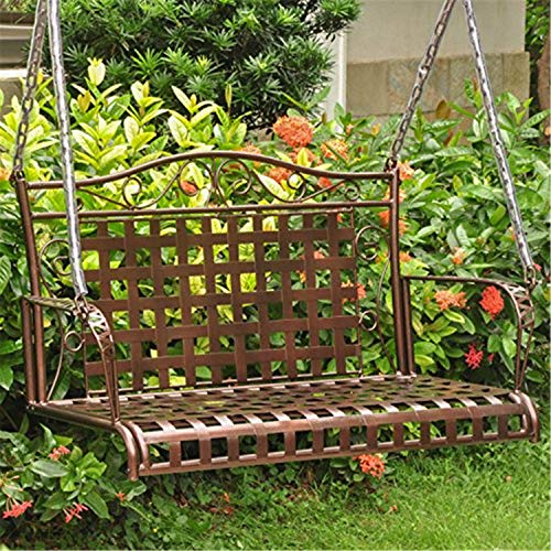 International Caravan 52561-OG-165263-O-852752 Iron Outdoor Porch Swing, 4', Hammered Bronze