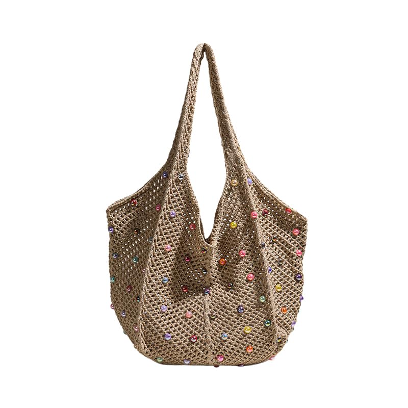 Bolso tote de playa tejido grande estilo vacaciones miniatura 1