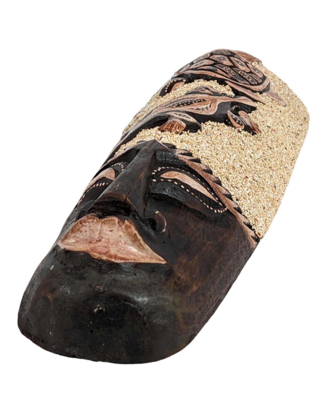 Maschera Africana In Legno Fatta A Mano, 50 Cm, Con Gechi Intagliati, Sabbia E Conchiglie Cauris – Decorazione Etnica Da Parete
