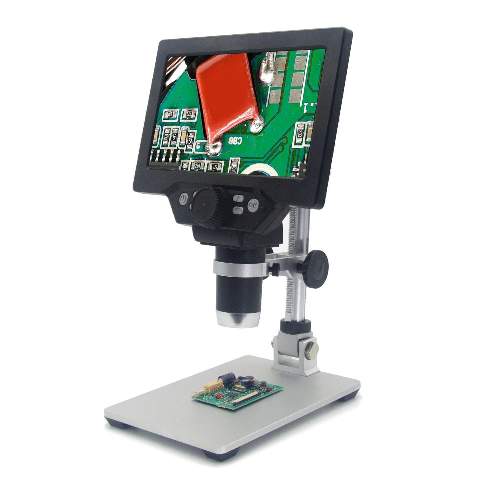 Microscopio Digital de 7 Pulgadas 1080P 1200X Lupa de Microscopio de Monedas con Pantalla IPS de 12 MP, de Soldadura de Enfoque Ultra Preciso para Adultos, Vista de PC, 8 Luces LED y Soporte