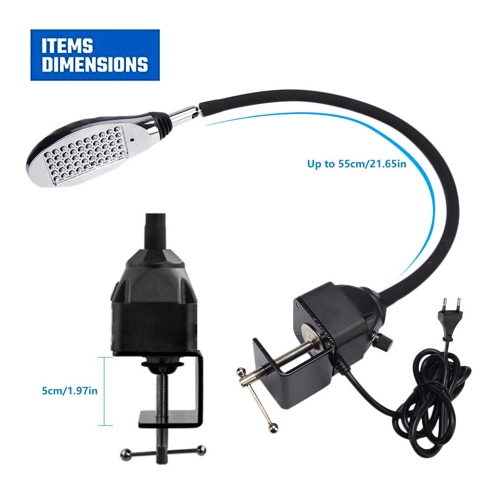Lámpara LED de Escritorio con Cuello Flexible, 8W, 50 Perlas LED, para Mesa de Trabajo, Máquina de Coser, con Enchufe UE