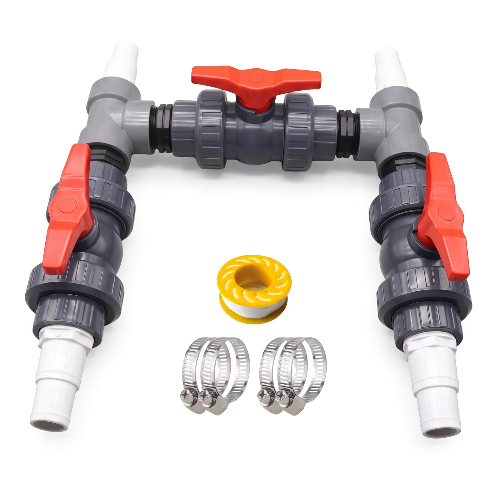 Pool Bypass Rohrleitung mit 3 Wege Ventil für 32/38mm-Pool Bypass-Rohrleitungen – Wärmepumpen Poolanschluss – Optimale Poolheizung