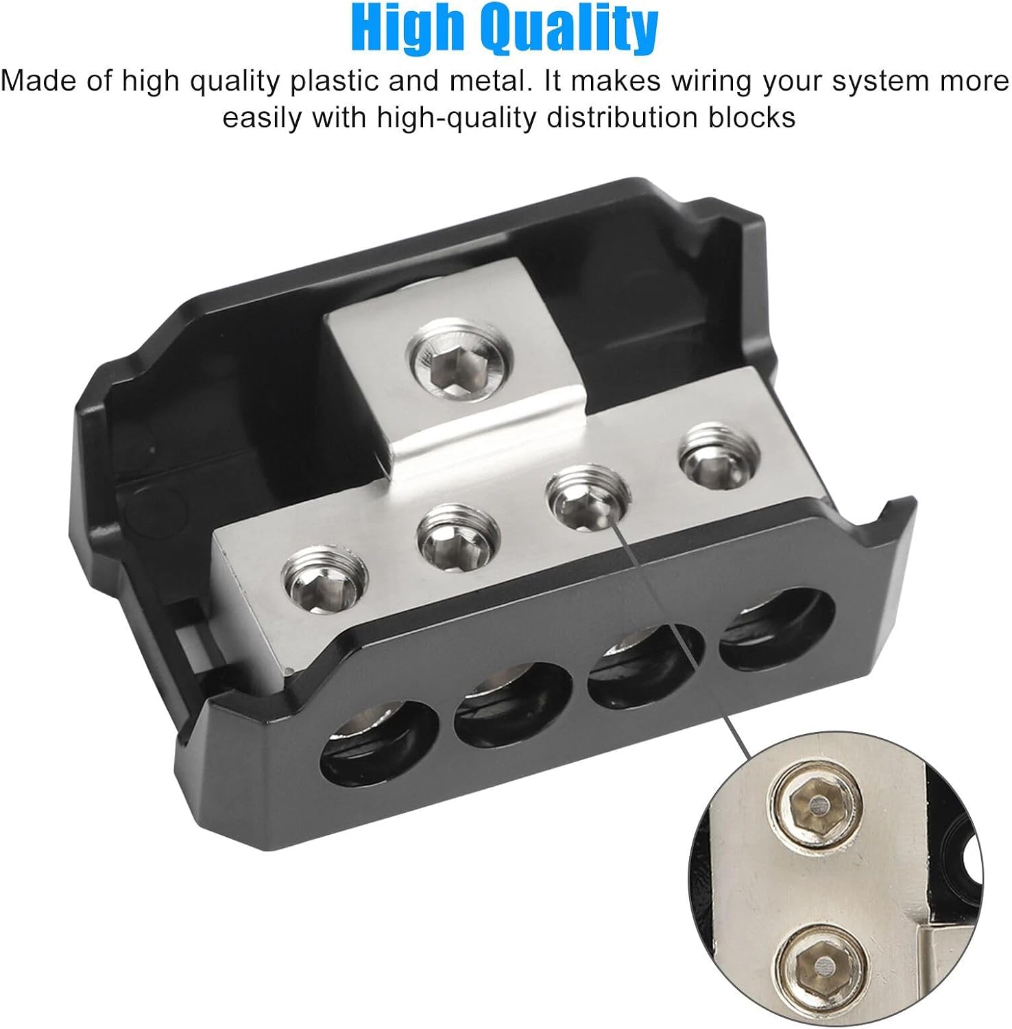 2PCS Car Audio Power/Ground Distribution Blocks Covers 0/2/4 Gauge Input 4/8/10 Gauge Output Car Amplifier Splitter