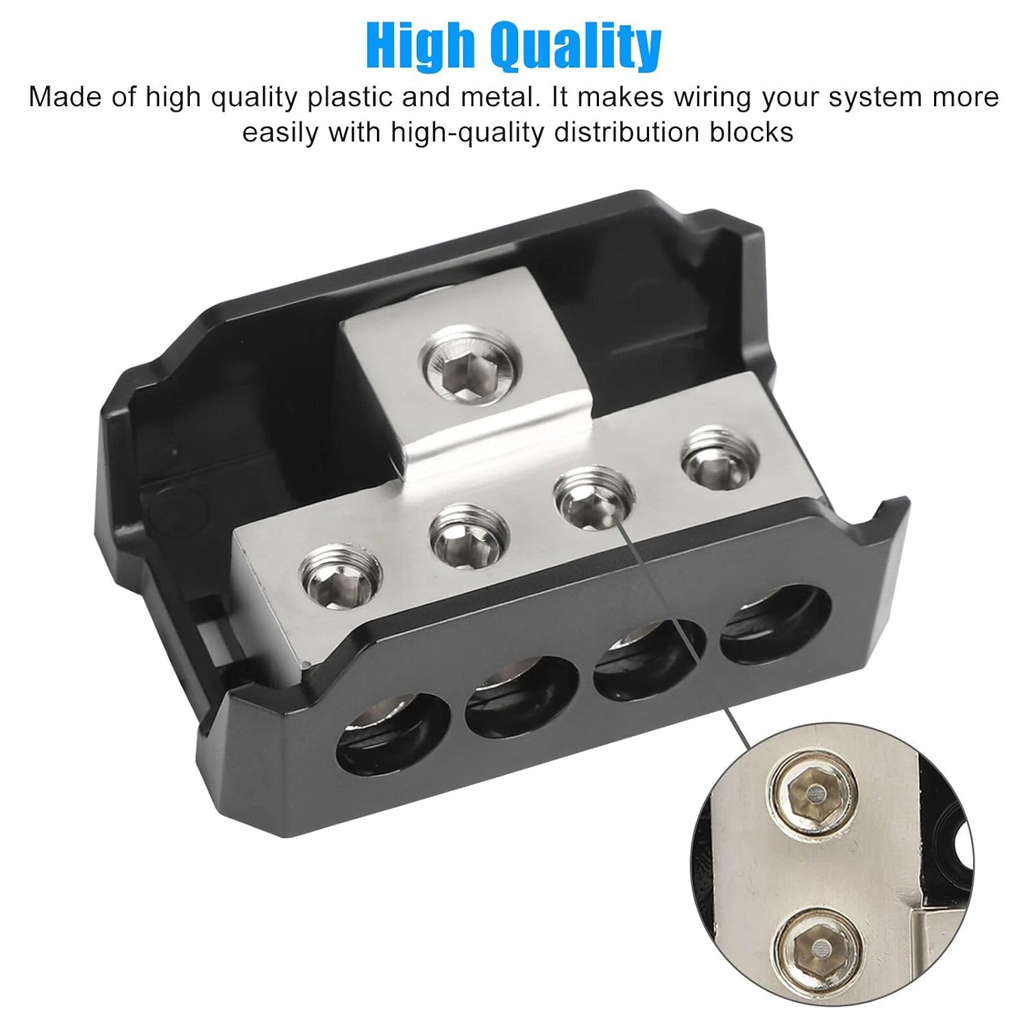 4Way Distribution Block Car Audio Wire Splitter, 1 * 0/2/4 AWG Gauge in 4 * 4/8/10 AWG Gauge Out, 2Pcs NEW