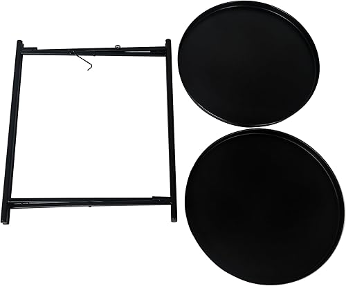 Miniatura 5 de Joveco Mesa auxiliar redonda pequeña, mesa auxiliar plegable de metal de 2 niveles con bandeja extraíble, mesita de noche moderna para sala de estar