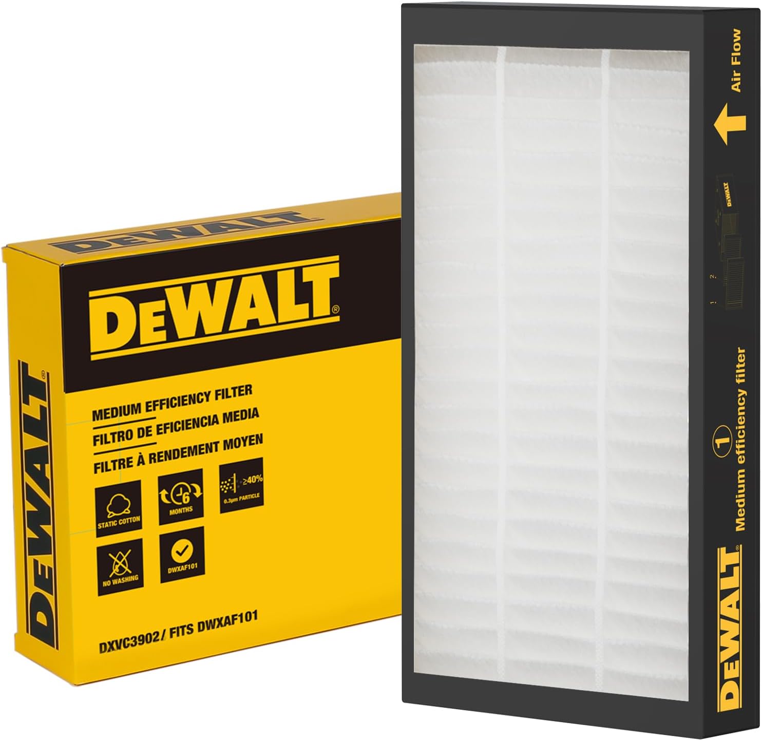 DeWALT DXVC3902 Air Filtration System Replacement Filter, Medium Efficiency Filter, Suitable for DeWALT DWXAF101 Air Filtration System Dust Collectors for Woodworking, 1 Pack