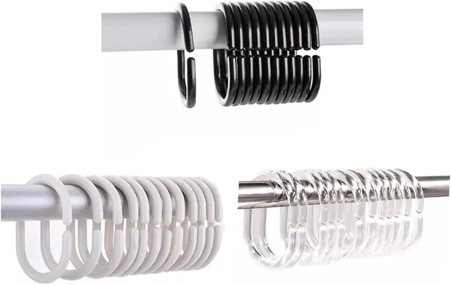 Curtain Rings for Drapes 24PCS Plastic C Type Shower Curtain Hook Hanger Bath Drape Loop Clip Glide Convenient Replacement Bathroom Accessories(White)
