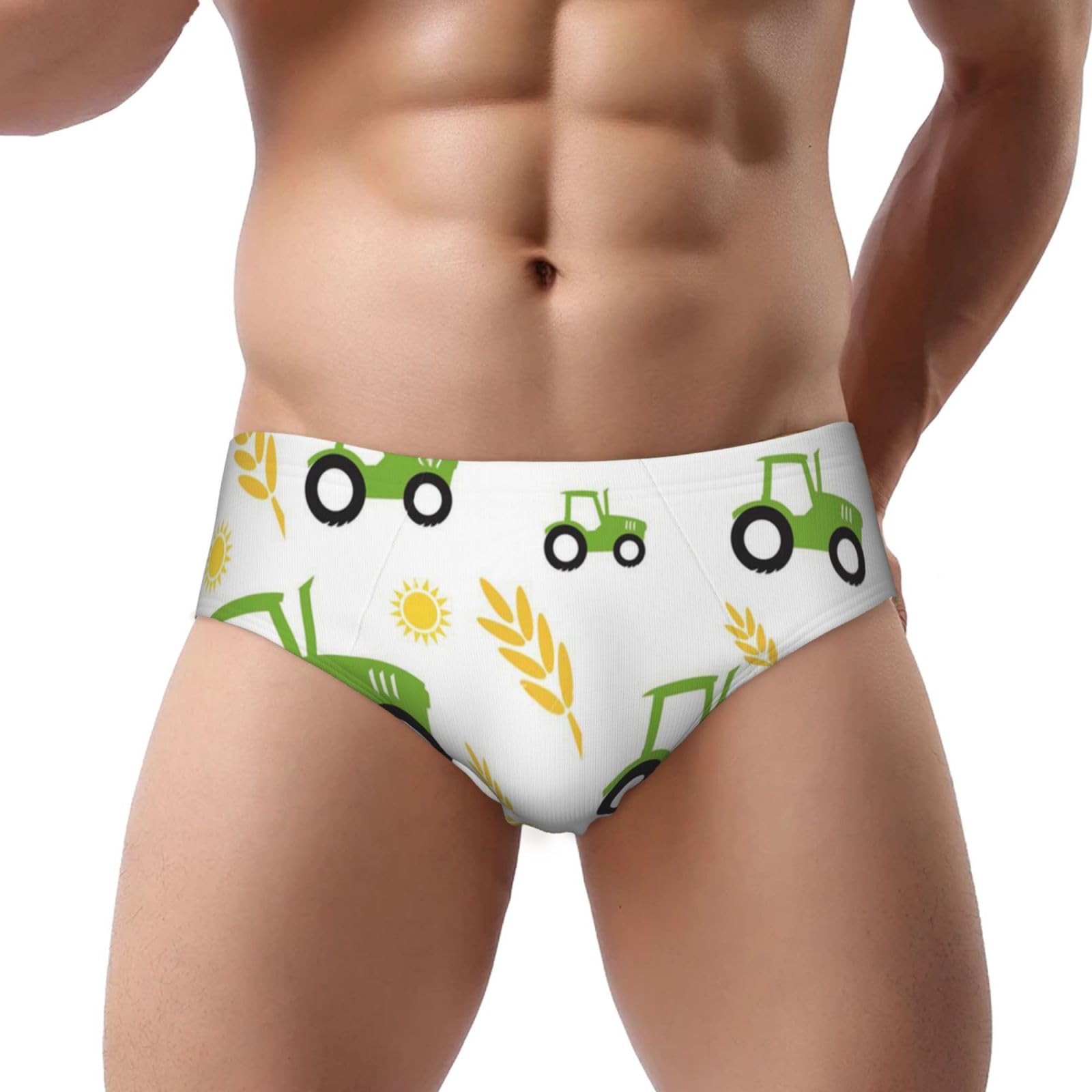 Yofien Men's Multicolour Tractor Farming's Triangle Soft Briefs,Support Pouch Comfort No Fly Underwear