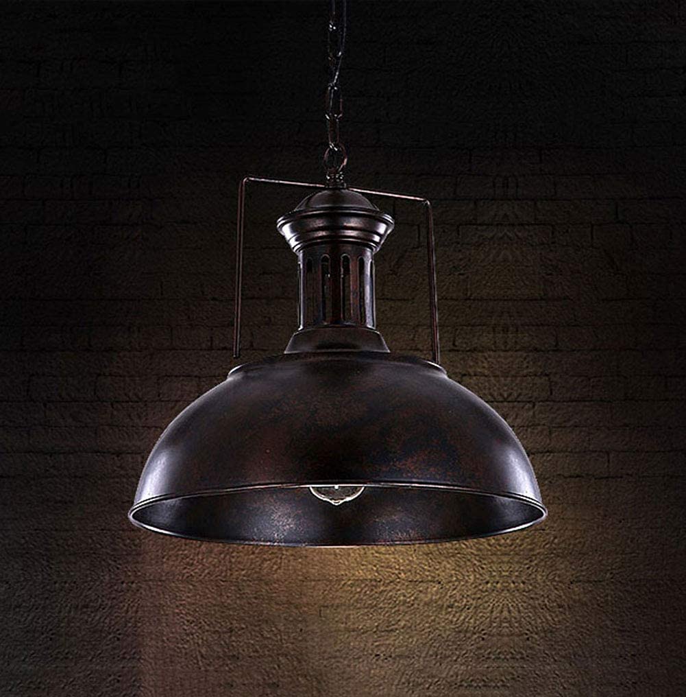 Novely Żyrandole Wisiorek Światła Żelazo Sztuka Wiszące Światła Rust Color Lampshade Industrial Retro Style E27 Pojedynczy płomień Wisząca Lamp
