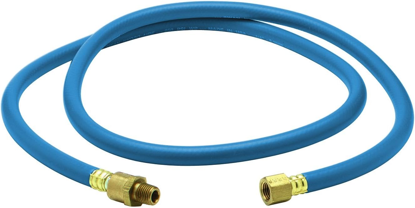 Blue 300 Psi PVC Lead-in Air Hose 1/4" x 24" with 1/4" MNPT x 1/4" FNPT Fittings & Ball Swivel