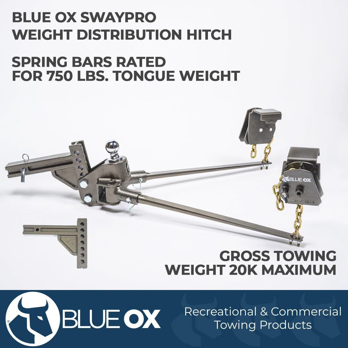 Blue Ox BXW0750 SwayPro Weight Distributing Hitch 2″ Receiver | 7 Hole Shank | 7,500 lbs Maximum Towing | Quick & Simple to Use | Levels Out Ride to Restore Control and Stability
