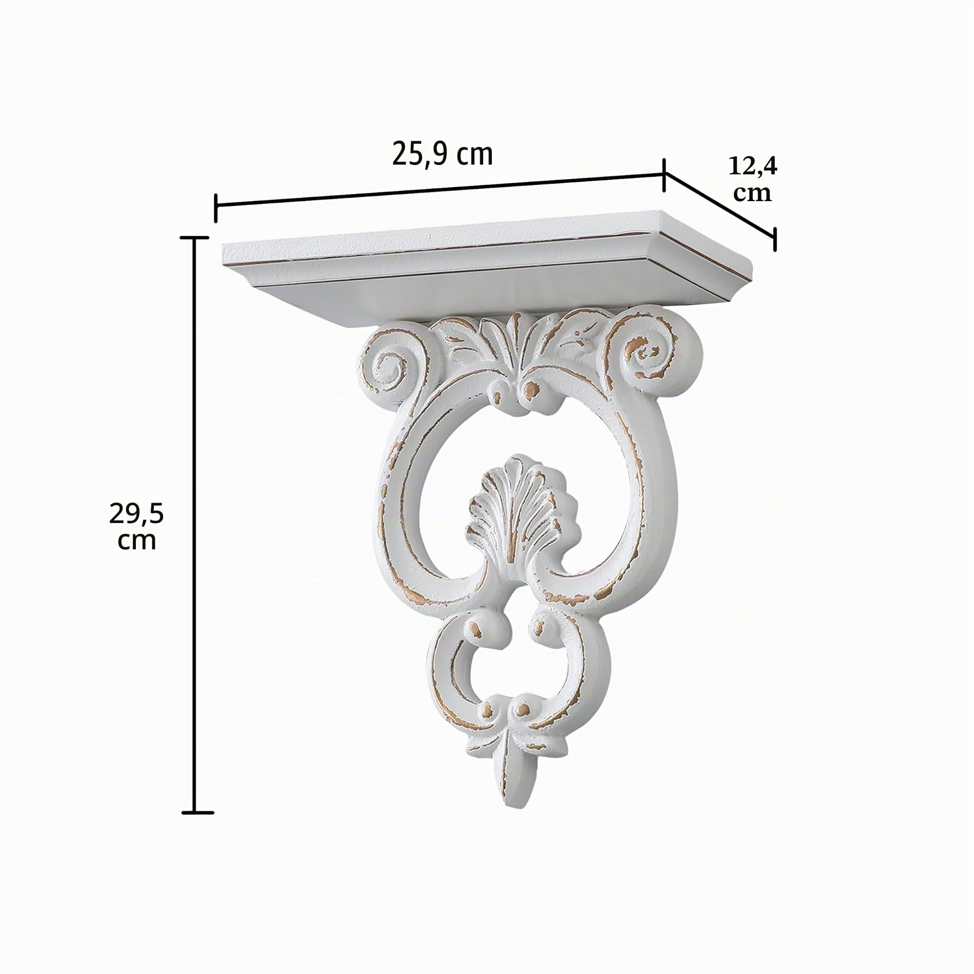 Vintage Petite Etagere Murale Blanche Or, Glam Etagere Murale Bois, Etageres Mmurales pour Chambre, Salon, Couloir