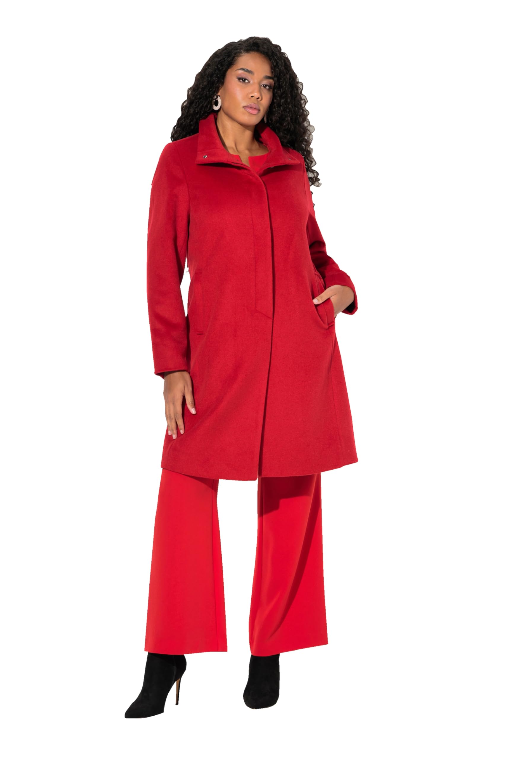 Ulla Popken Damen große Größen Übergrößen Plus Size Mantel, Wollmix, Stehkragen, Acetatfutter 834516
