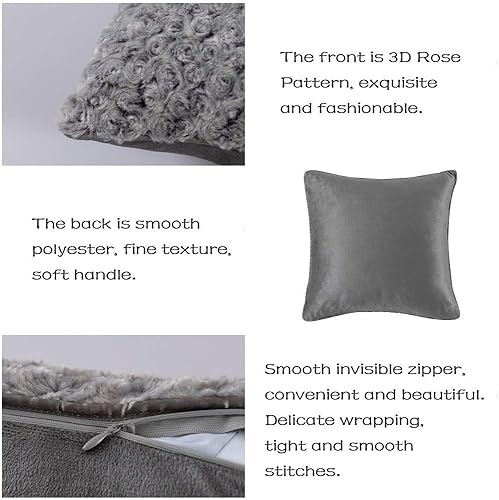 Miniatura 3 de Simple&Opulence Fundas de almohada decorativas de color rosa, 2 unidades, 18 x 18 pulgadas, 17.7 x 17.7 in, fundas de cojín cuadradas de felpa con
