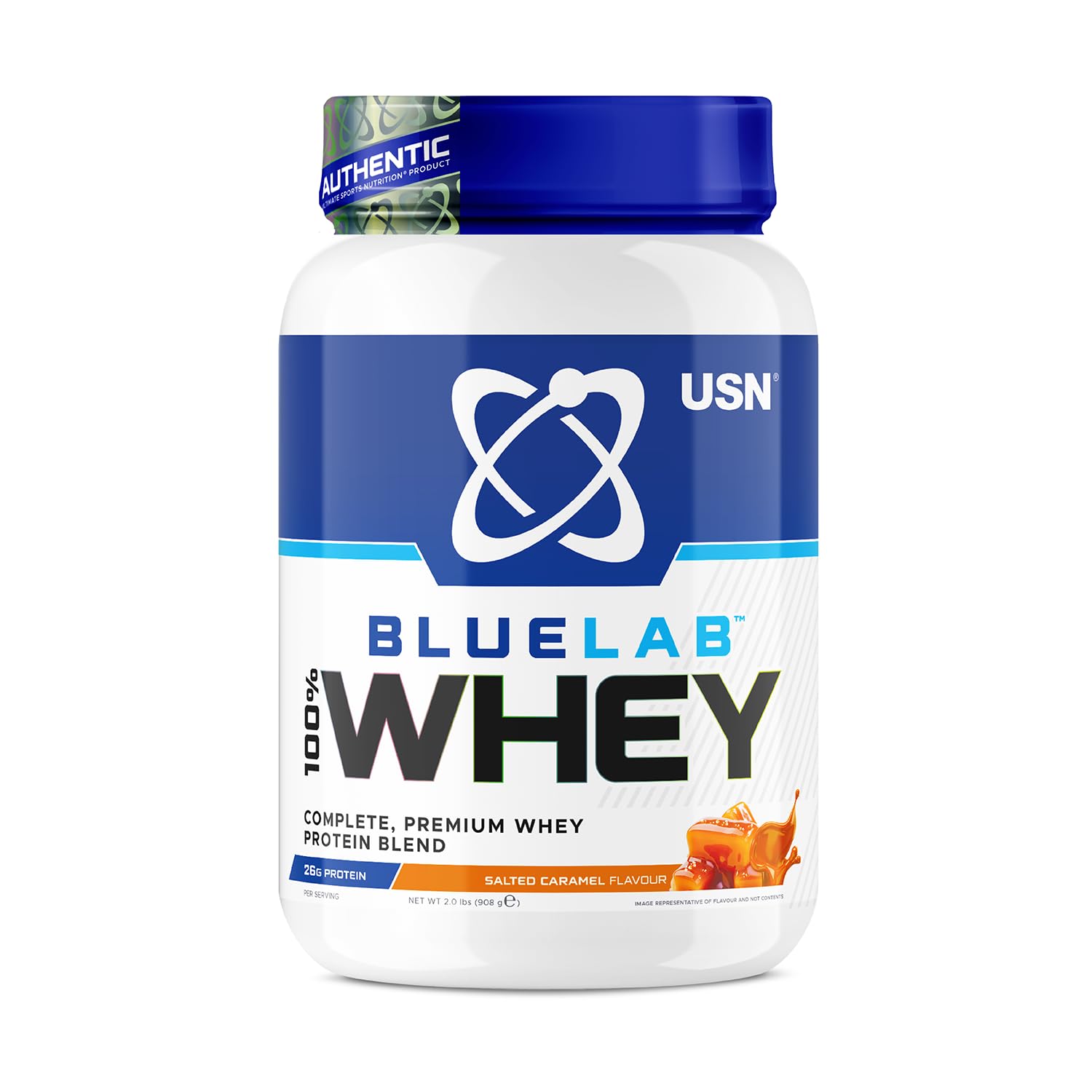 USN Blue Lab Whey Protein Powder: Salted Caramel - Whey Protein 2kg - Post-Workout - Whey Isolate - Muscle Building Powder Supplement With Added BCAAs