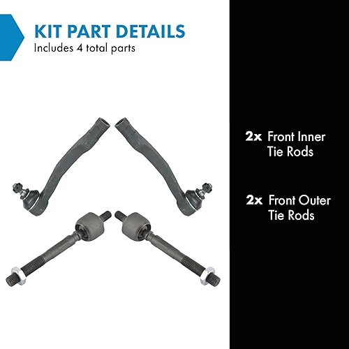 Miniatura 852 de TRQ Juego de varillas de acoplamiento delanteras interiores y exteriores, 4 piezas, compatibles con Chevrolet Cruze 2016-2019 de 16-19 voltios