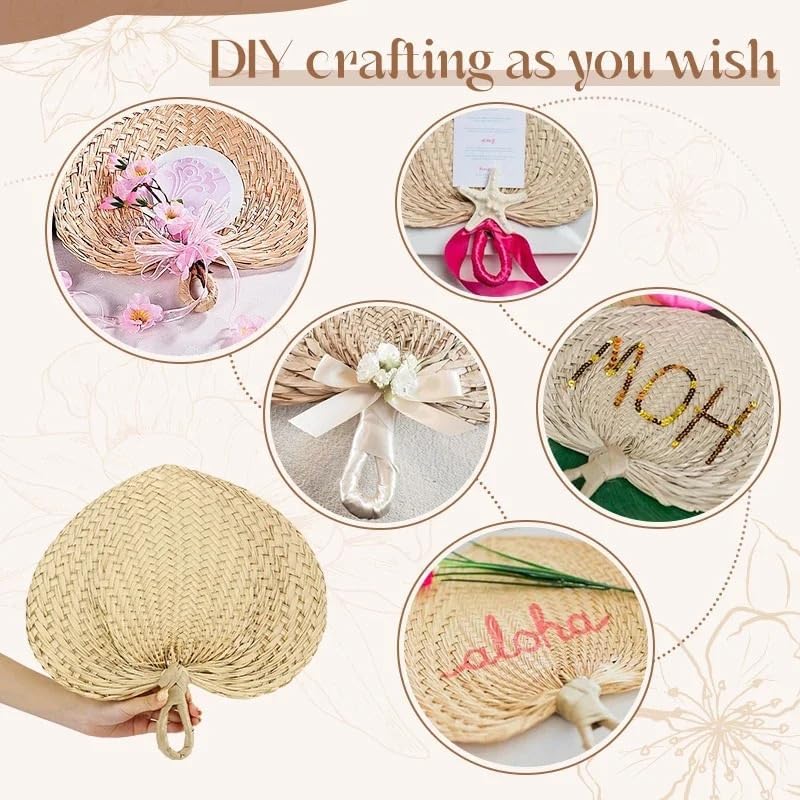 天然竹製扇子 手作り編み木製扇子 ウェディングパーティーゲスト用 夏の涼しさと家の装飾用写真小道具(27cm Small Size,