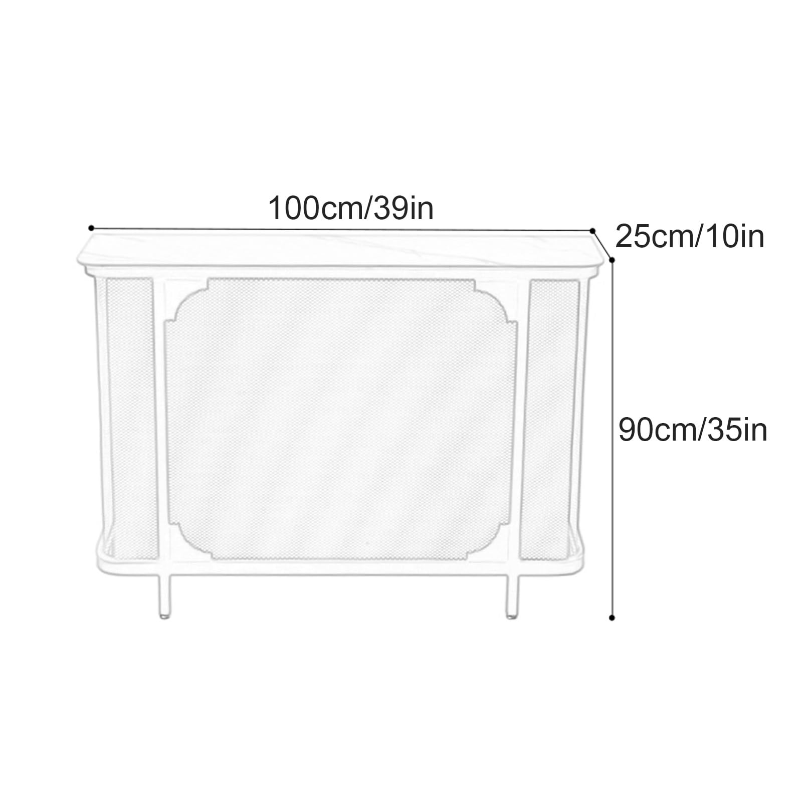 Cubierta metálica grande para radiador para el hogar y la oficina, estantes decorativos para gabinetes, diseño que ahorra espacio, perfecto para sala de estar y espacio de trabajo, 80 x 80 x 25 cm