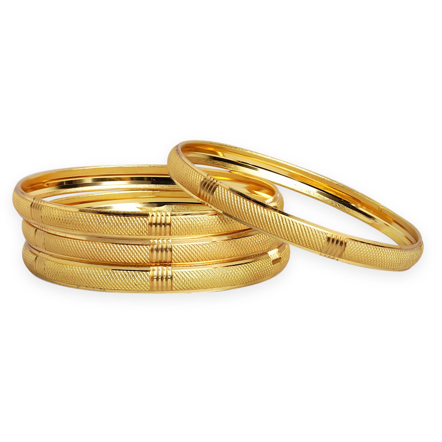 rubans Set of 2 22K Gold-Plated Emerald Green Stone Studded Traditional Handcrafted Bangles-picture-3