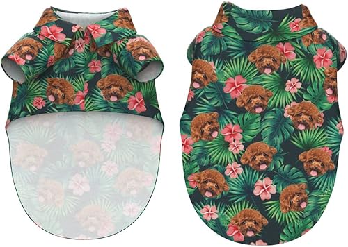 Miniatura 10 de Camisa hawaiana personalizada con cara de foto divertida, linda camisa de playa para mascotas de verano, camiseta polo floral transpirable, ropa