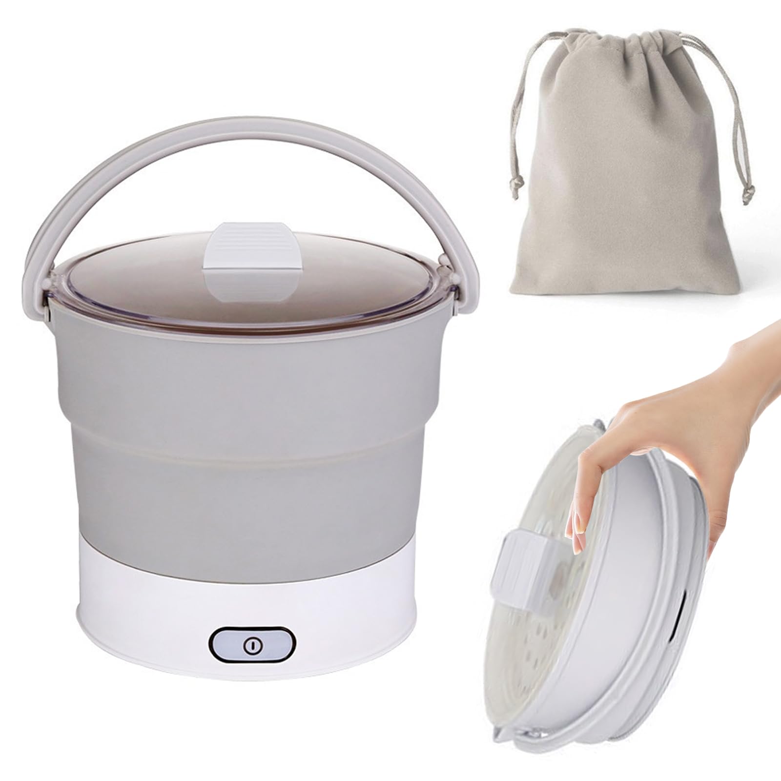 Olla caliente eléctrica, plegable, portátil de viaje de 1 litro, olla eléctrica plegable portátil, olla de cocina, mini cacerola para el hogar, camping, hogar, oficina, viajes