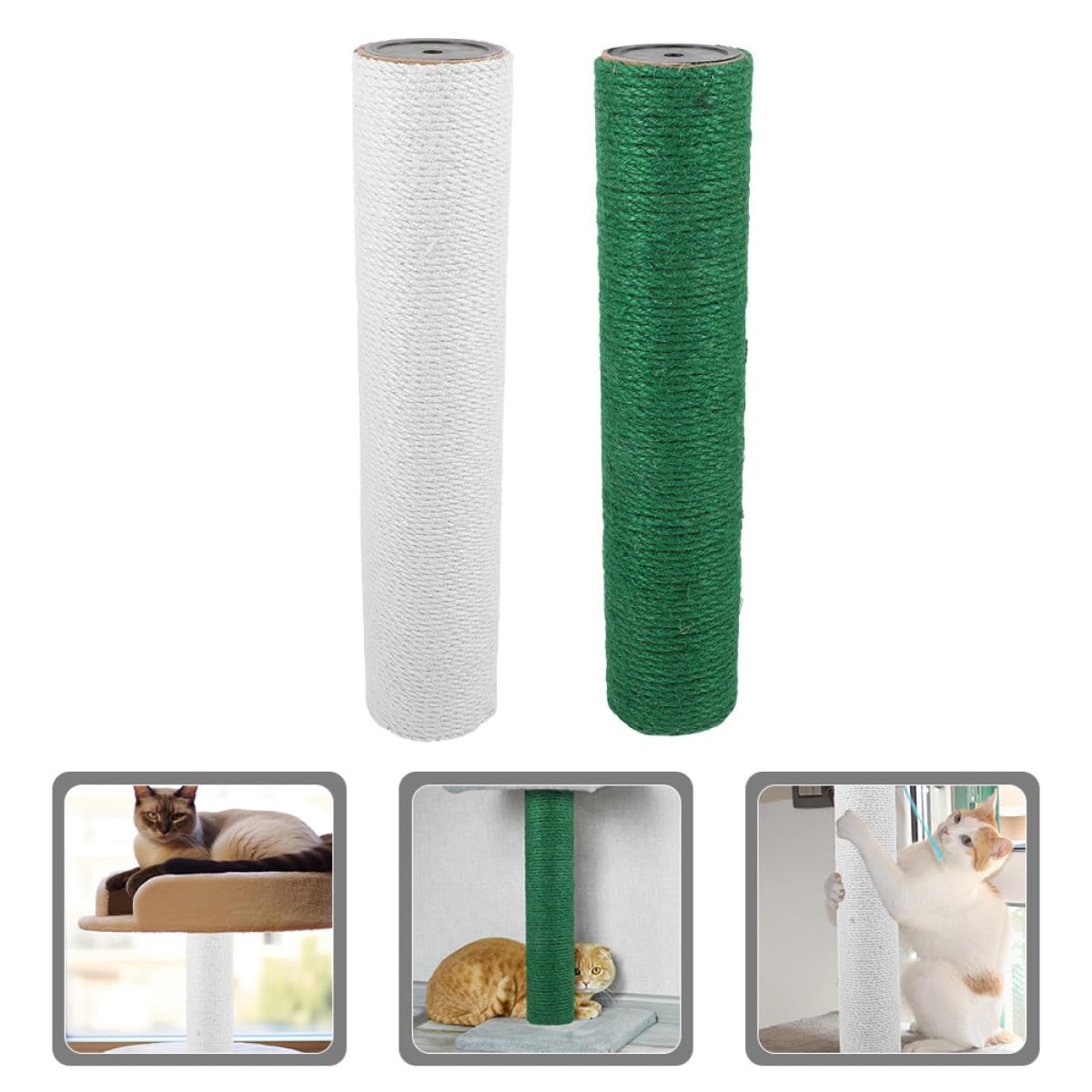 Cabilock Poste Rascador de Suelo para Gatos 2 Piezas, Repuesto de Cuerda de Yute Natural, Accesorio para Rascador Decorativo de Interior, 50 Cm Alto X 8 Cm Diámetro, Adecuado para
