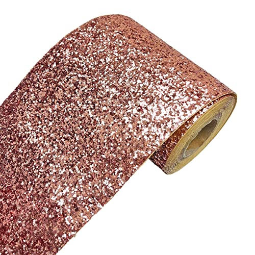DHHOUSE Roségold Glitzer Tapetenbordüre, Selbstklebend funkeln bordüre 13 cm x 5 meters (Roségold)