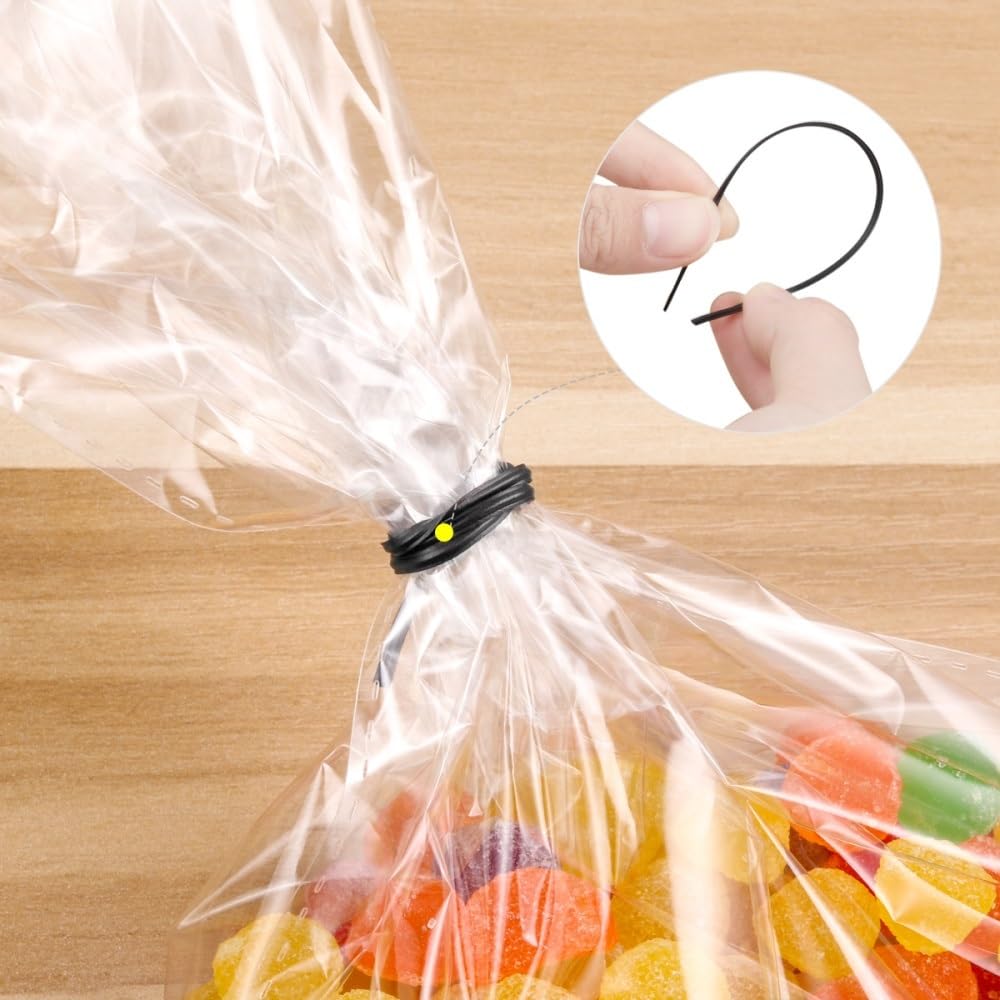 Lot de 500 organiseurs de câbles en fil de fer recouvert de plastique Noir 15 cm