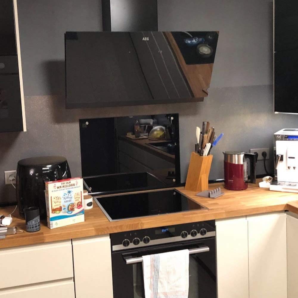 Melko trempé transparent cuisine mur arrière rétroviseur carrelage miroir de protection murale tuile de cuisine verre noir - 90x50CM