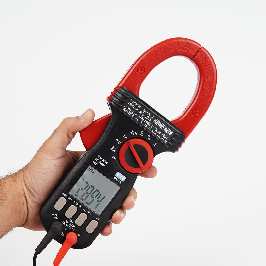 KUSAM-MECO AC/DC TRMS Clamp-On Multimeter with VFD, EF-Detection, PC Interface For Solar Application 3