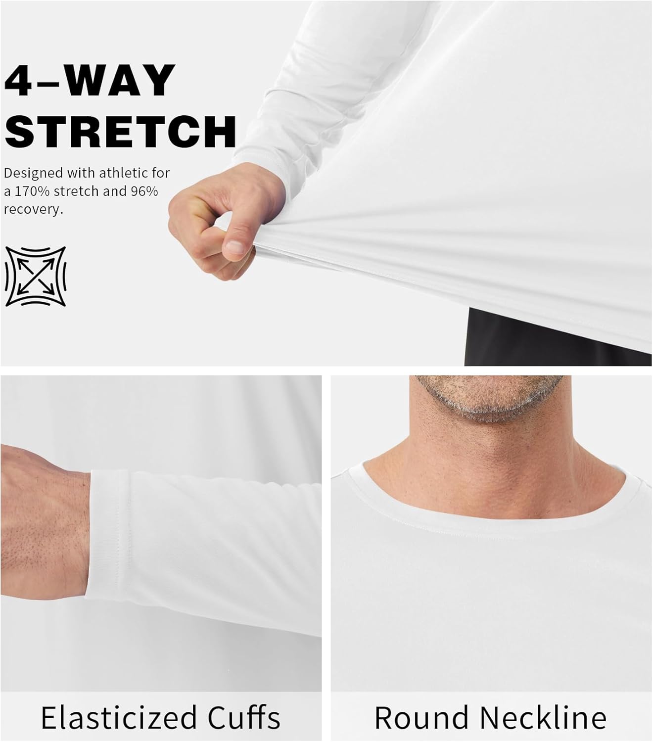 Men's Tall Rash Guard Long Sleeve T Shirts - UPF 50+ Sun Protection Tee Shirt for Fishing, Swim, Hiking - Image 3