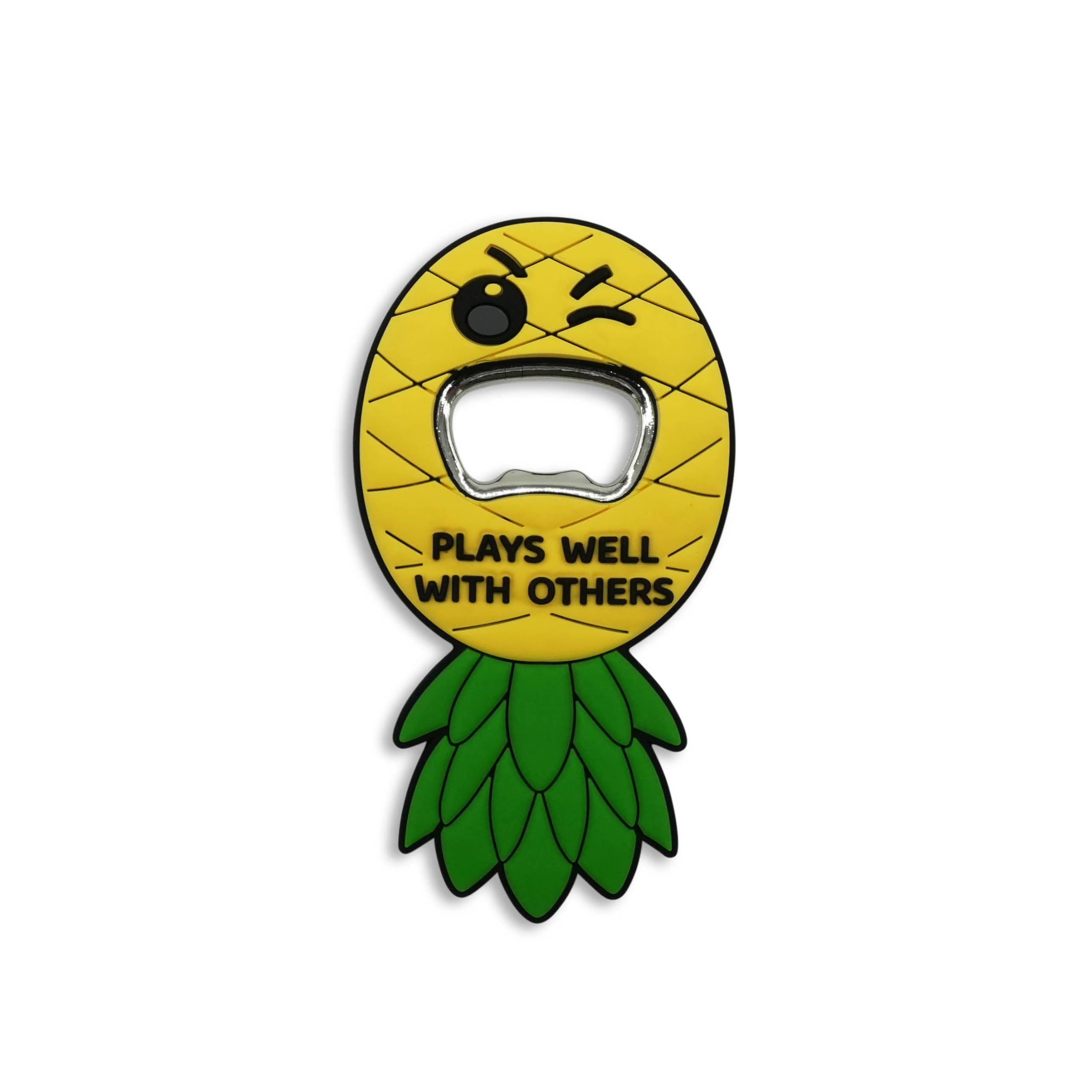 Funny Magnetic Bottle Opener – Beer Opener with Hilarious Saying – Strong Magnet for Fridge or Man Cave – Great Gag Gift for Beer Lovers, Dads, Friends - Upside Down Pineapple