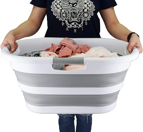 Miniatura 6 de SAMMART Tina de lavado de plástico plegable de 40 L (10.5 galones) - Cesta plegable para lavandería desplegable - Tina de lavado portátil - Ahorro