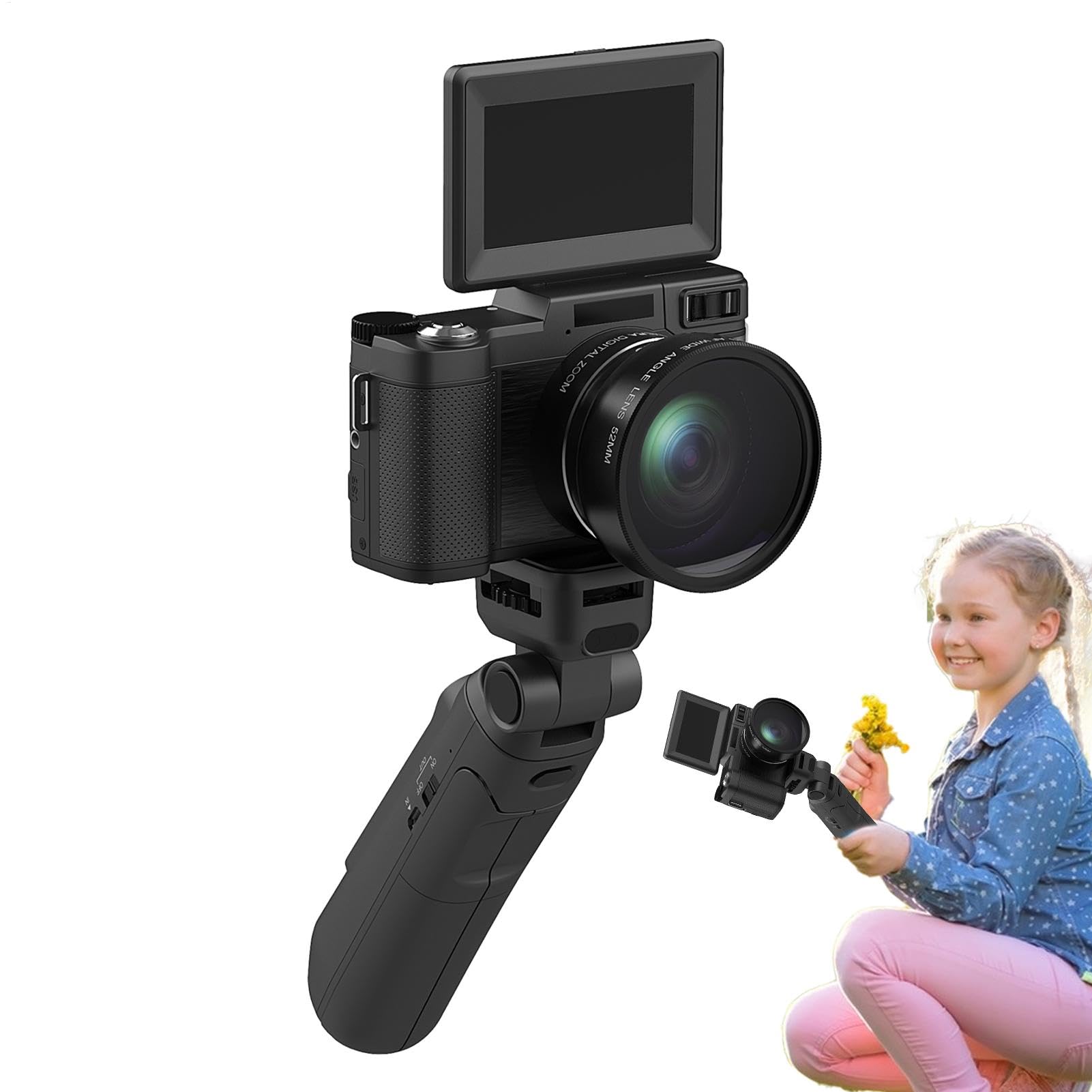 Kamera 4K Ultra HD, aparat 4K do fotografii Komputerowe vloggowanie aparatu | Zamień ekran dotykowy, rejestrator wideo przeciw Shake, zdalne sterowanie, urządzenia do przesyłania strumie