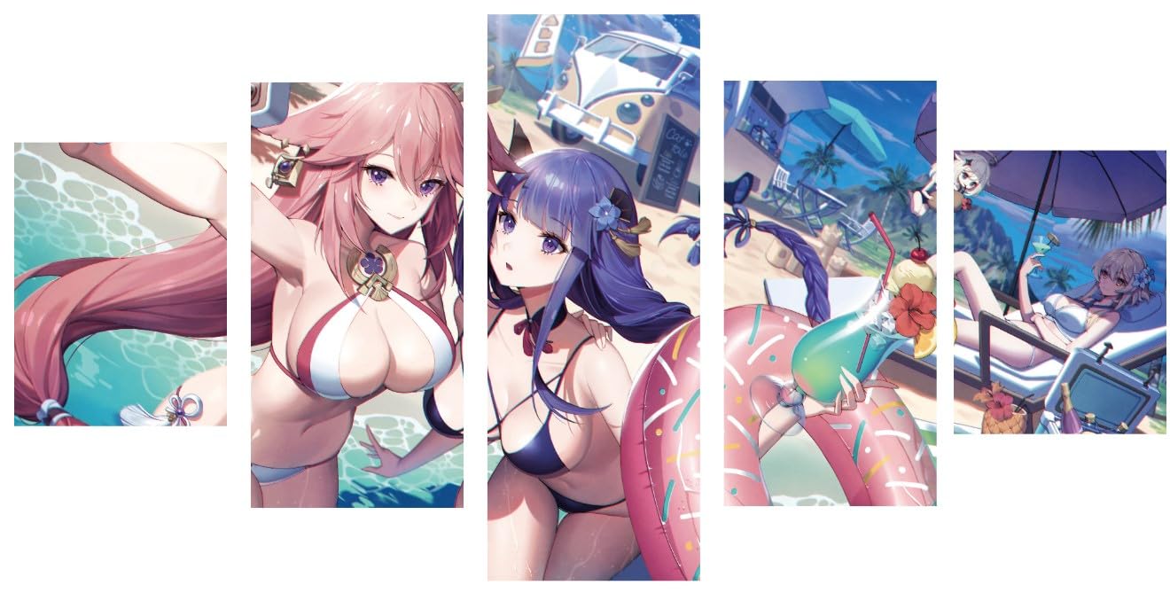 Godnestoris Anime Posters,Anime girl poster,Anime Wall Art Posters,Anime wall decor,Anime Girl 5 Pcs HD Canvas Printing Posters For anime theme hotel, living room, bedroom, clubs wall art.NO Frame.