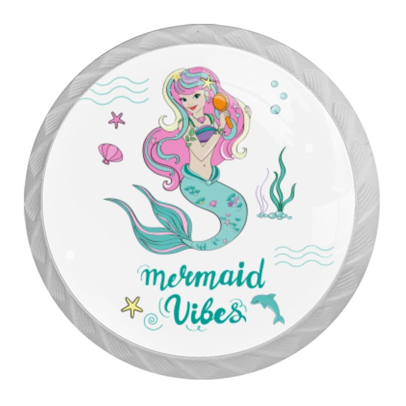 Tqmspg 4 Pieces Drawer Pulls Mermaid Door Knobs Dresser Handles for Kitchen Wardrobe Cupboard Hardware Furniture
