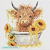 DIAMOND ART CLUB Highland Cow in Tub Diamond Painting Kit, Fun DIY Crafts for Adults, Round Diamond Art Canvas, 13" x 13" (33 cm x 33 cm) #1