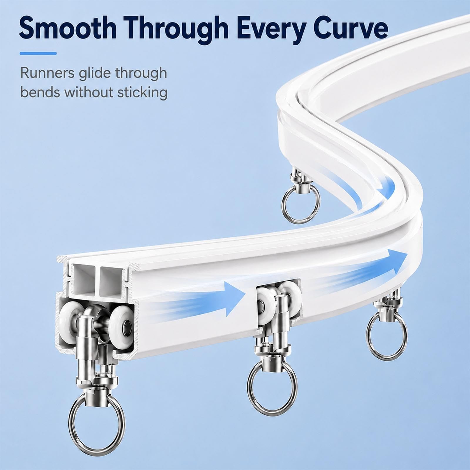 Flexible Aluminum Curtain Track, Ceiling Or Wall Mount, Bendable