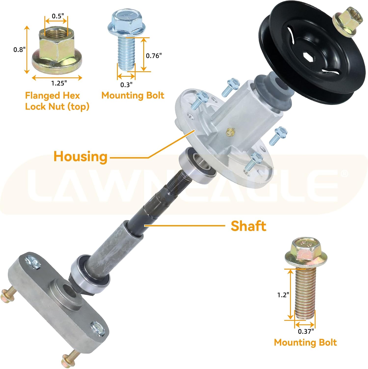 3 Pack Greased GY20785 Spindle with M155979 Spindle Pulley Replaces John Deere GY20785, GY20050, John Deere L120 Spindle for John Deere L120, L130, L2048 Scotts, L2548 Scotts Lawn Tractors