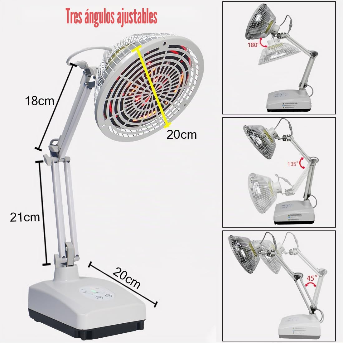 Lámpara de calor infrarroja de 300W, lámpara de luz roja TDP, ángulo y potencia ajustables, dispositivo de terapia para aliviar la tensión en la espalda, hombros, rodillas y cuello