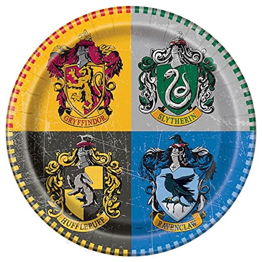 Unik party 59105EU miljövänlig papperstallrik – 23 cm – Harry Potter partyförpackning med 8 stycken, flerfärgade