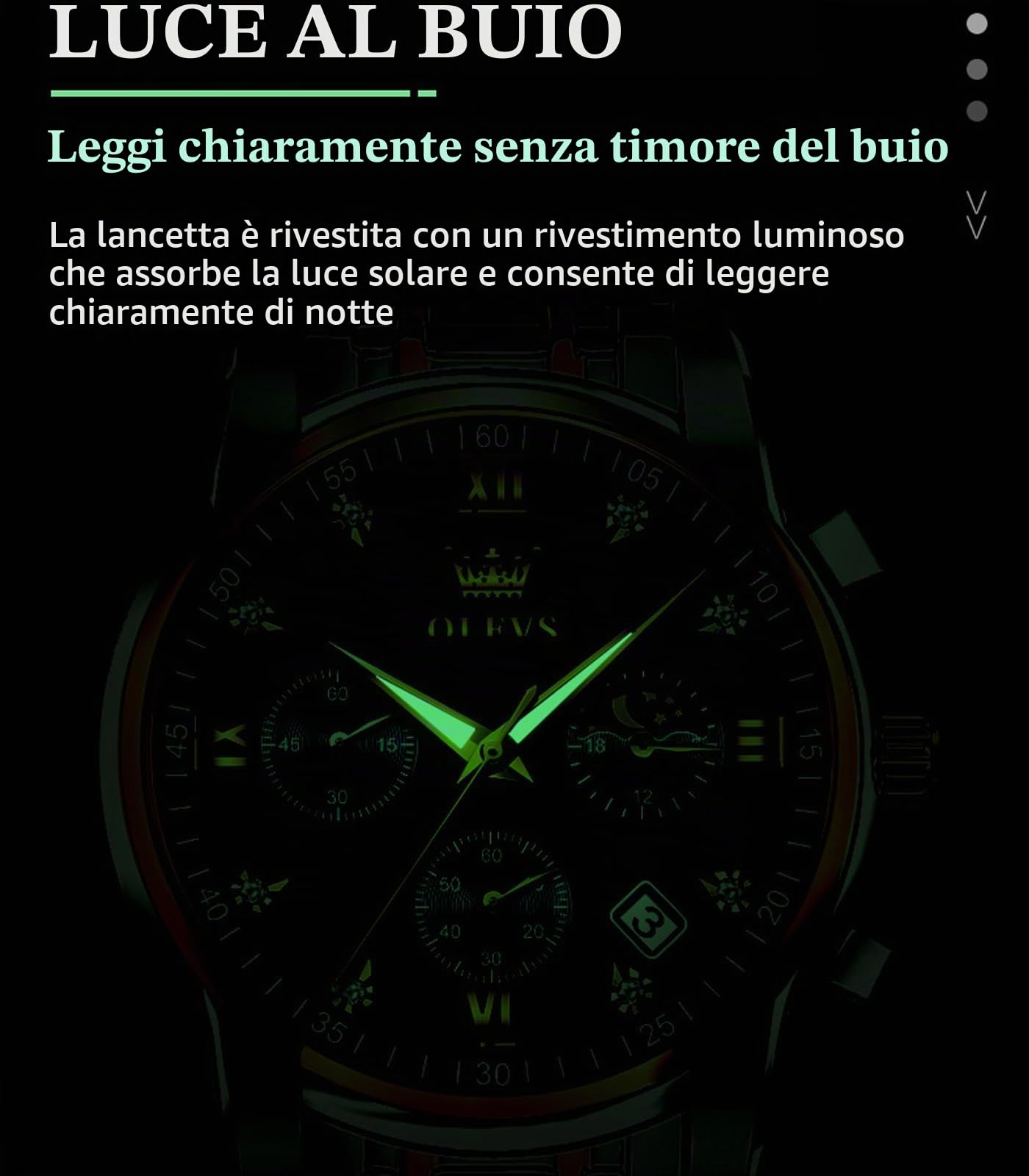 OLEVS Male Wrist Watches, Analog Quartz Business Stainless Steel Waterproof Luminous Watches Luxury Casual Big Diamond Dial Date Multi-Function Chronograph Watches for Man…