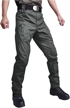 OIOLOYJM Military Cargo Pants for Men Hiking Relaxed Fit Work Waterproof Stretch Tactical Lightweight Outdoor Travel Pant