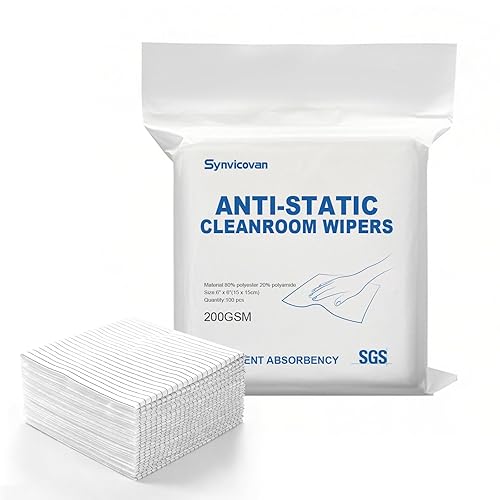 Anti-Static Microfiber Wipes 6"x6"(100 Pcs,Class 100, 200GSM) Lint Free Cloths