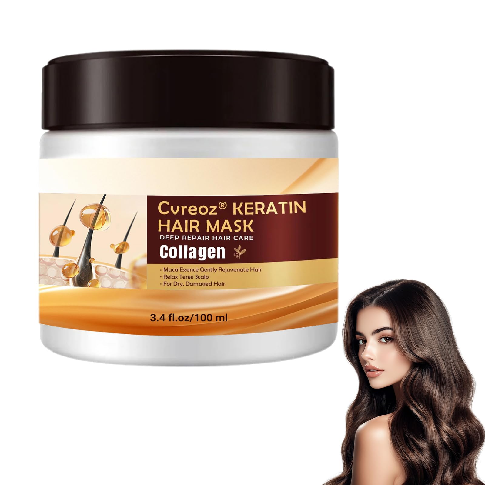Bikenda Collagen Hair Treatment,keratin hair mask,hair mask for damaged hair - Intense Repair Treatment for Dry, Damaged Hair - Restores Strength &