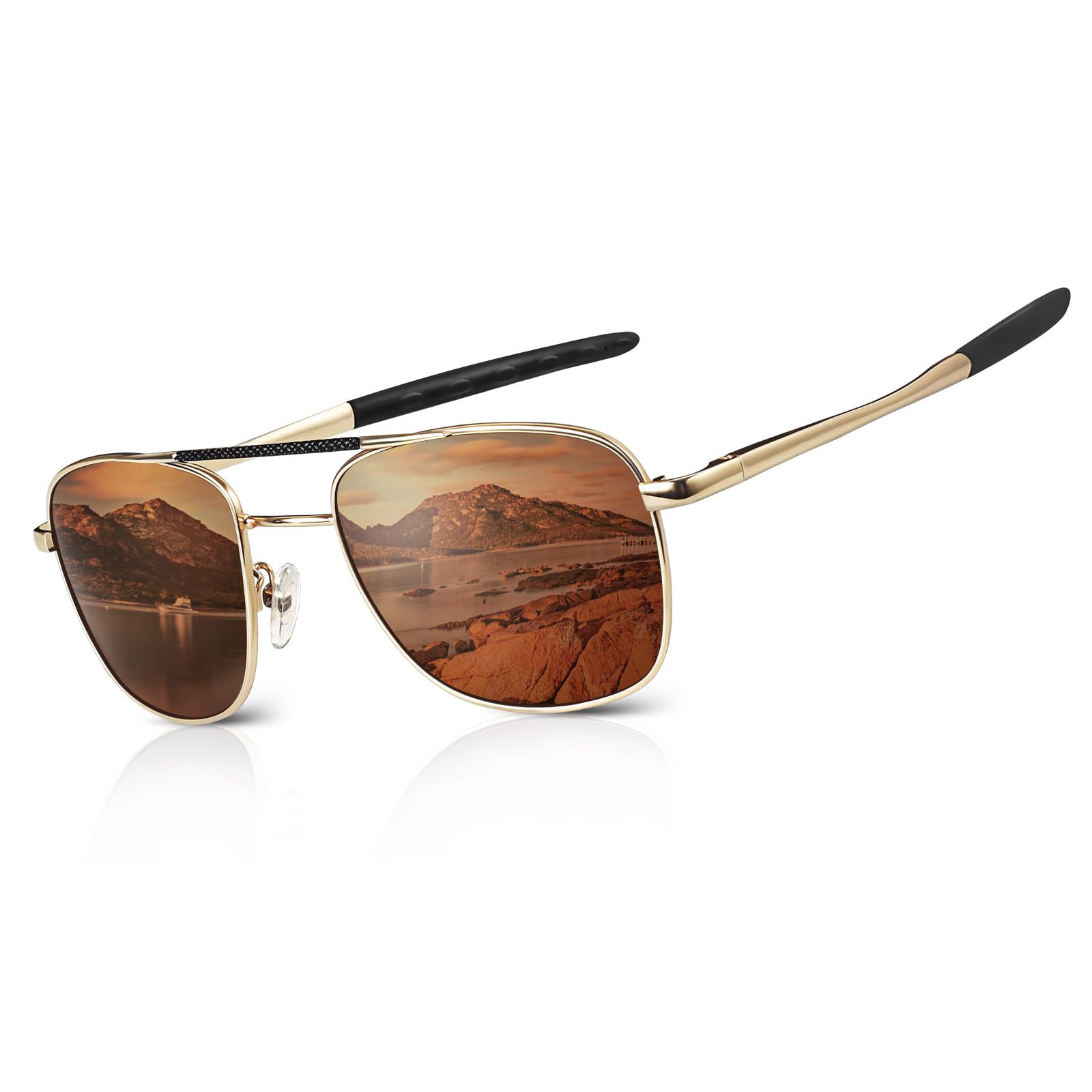 Polarized Sunglasses Men Premium Al-Mg Frame Classic Square Military Style 100% UV400 Protection